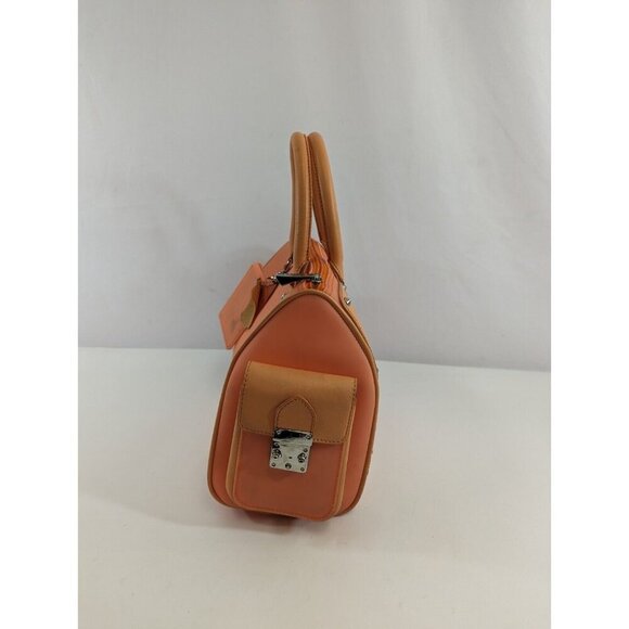 Besso Designer Leather Handbag Orange Purse Silver Stud ID Tag Style No. 2494 - Picture 2 of 10